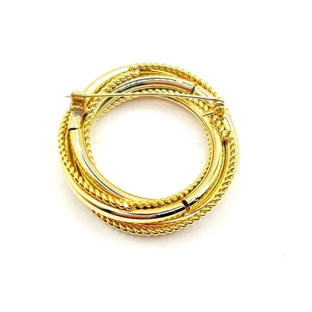 Elegant Round Textured Gold Brooch